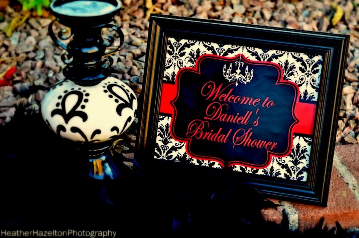 SHOWERS OF BLESSINGS - RED AND BLACK DAMASK