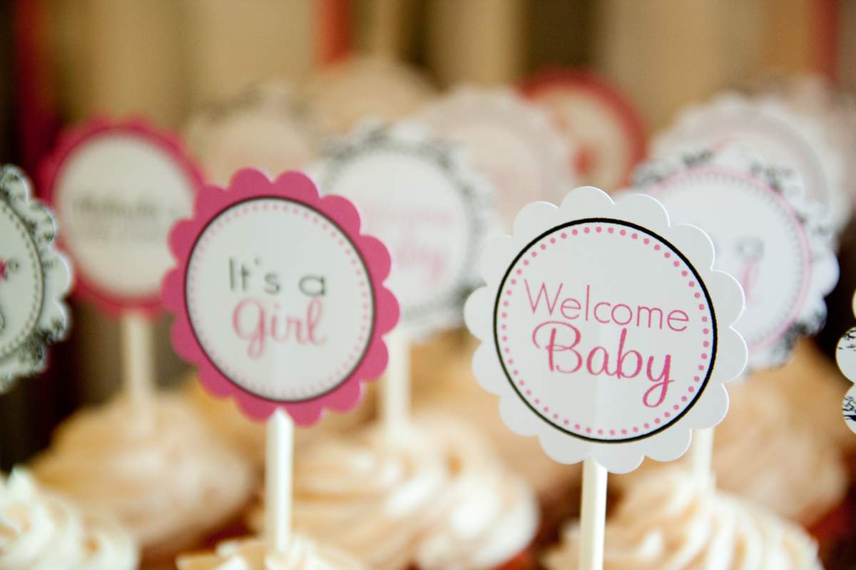 Black, White, and Pink Baby Shower Party Ideas Photo 9 of 17 Catch
