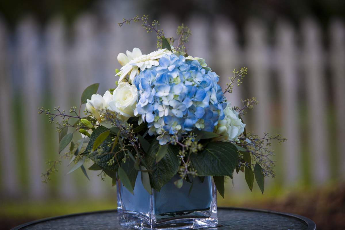 Baby Boy Baptism Luncheon - Blue Hydrangea
