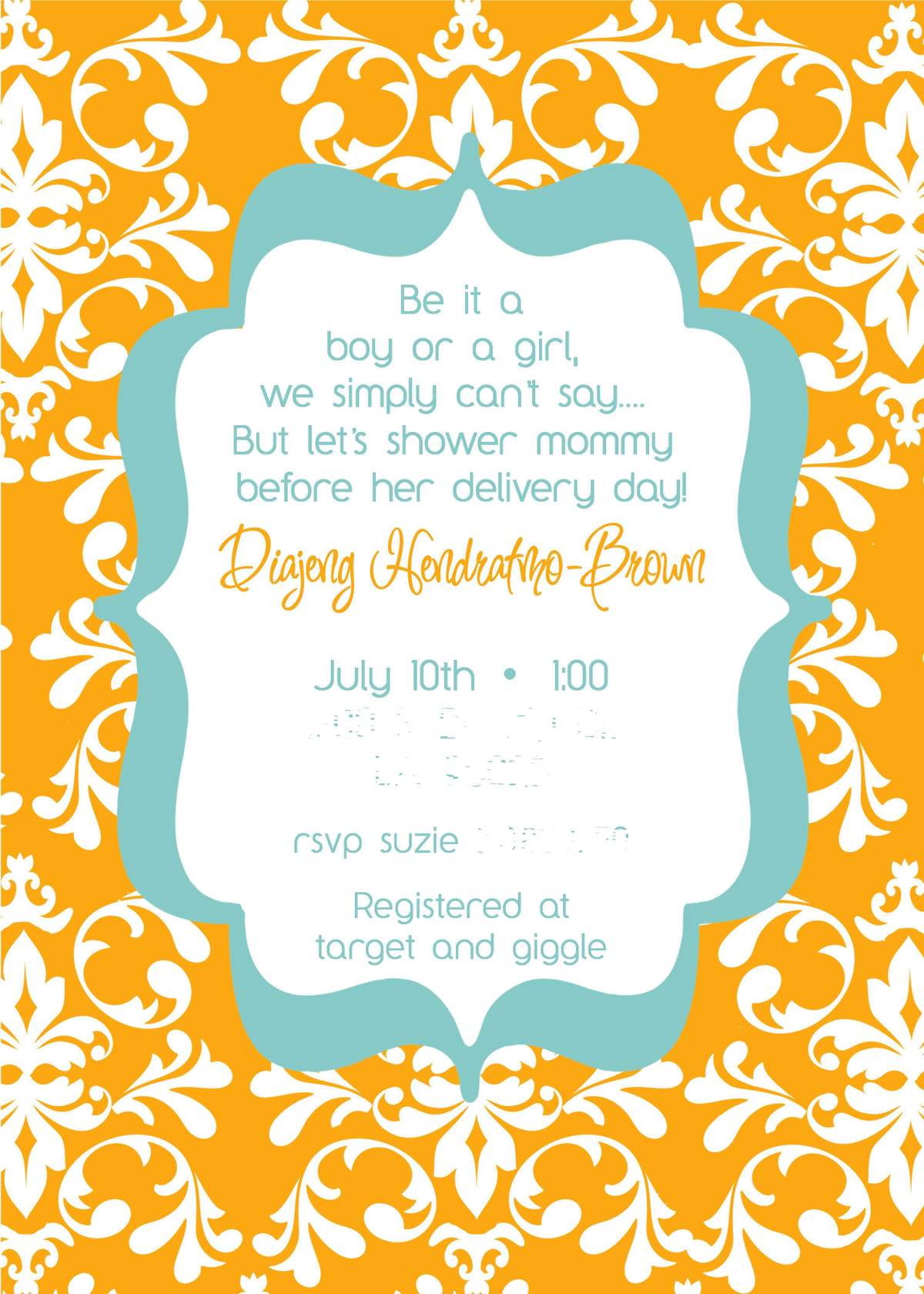 Orange & Aqua Baby Shower - None