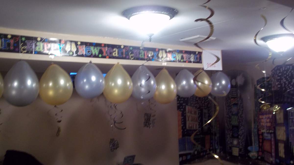 Time Square in my basement - Black, Silver, Gold and accents of Red (Oh and Time Square)