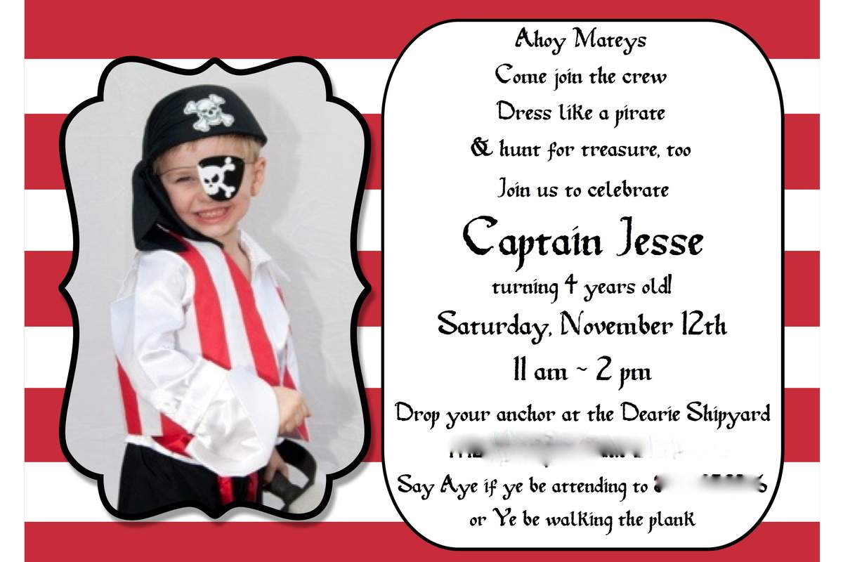 Argh Matey, Jesse Turns Four - Pirate Party
