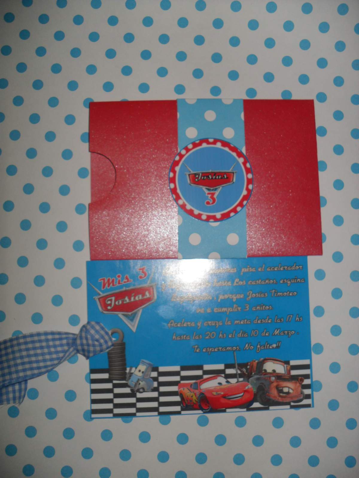 Cumpleaños Rayo Mcquenn and Mater a lunares - Disney Cars