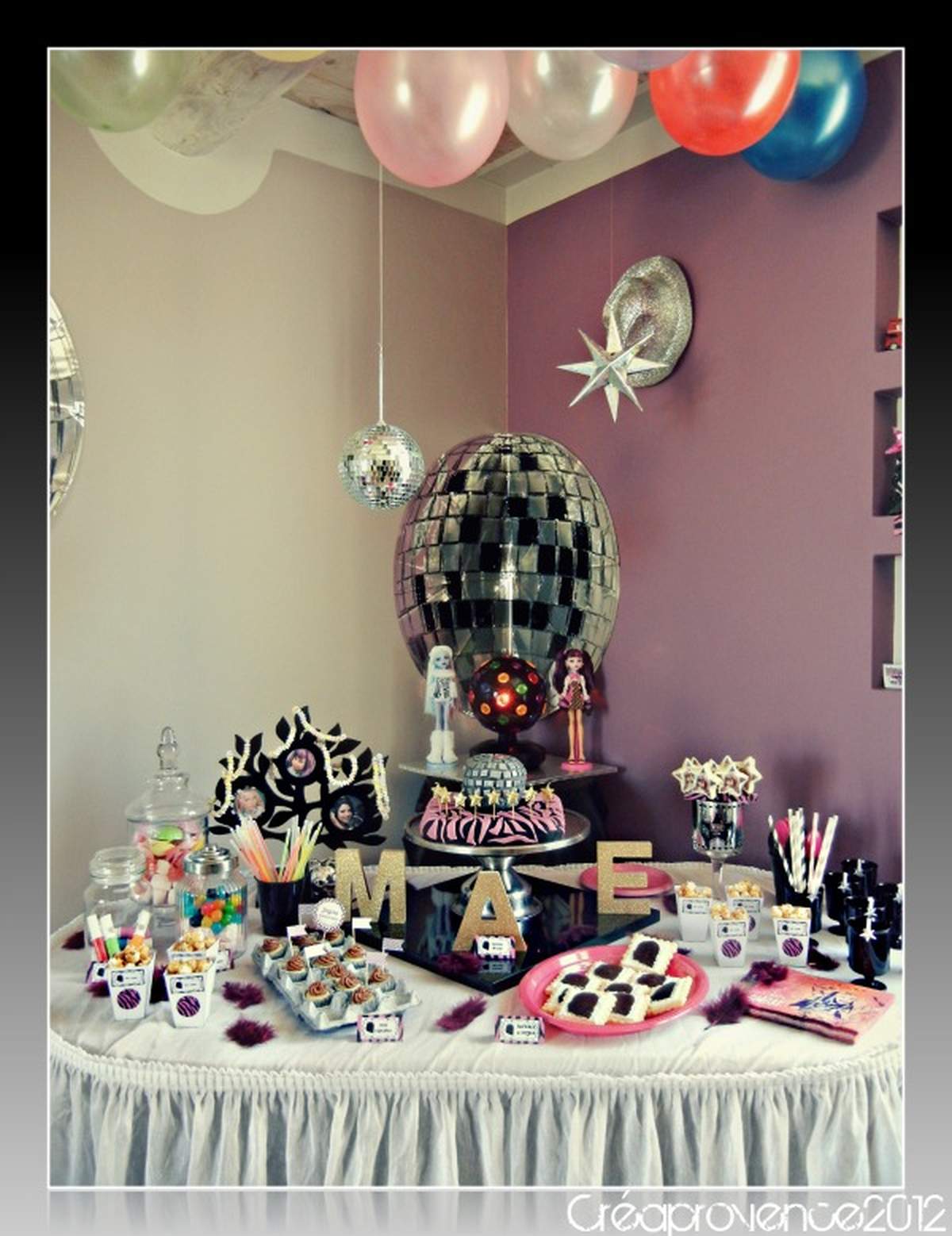 Pop star birthday party, a little Monster high - pop star, monster high, disco ball, glitter, pink, rock star, glam chic