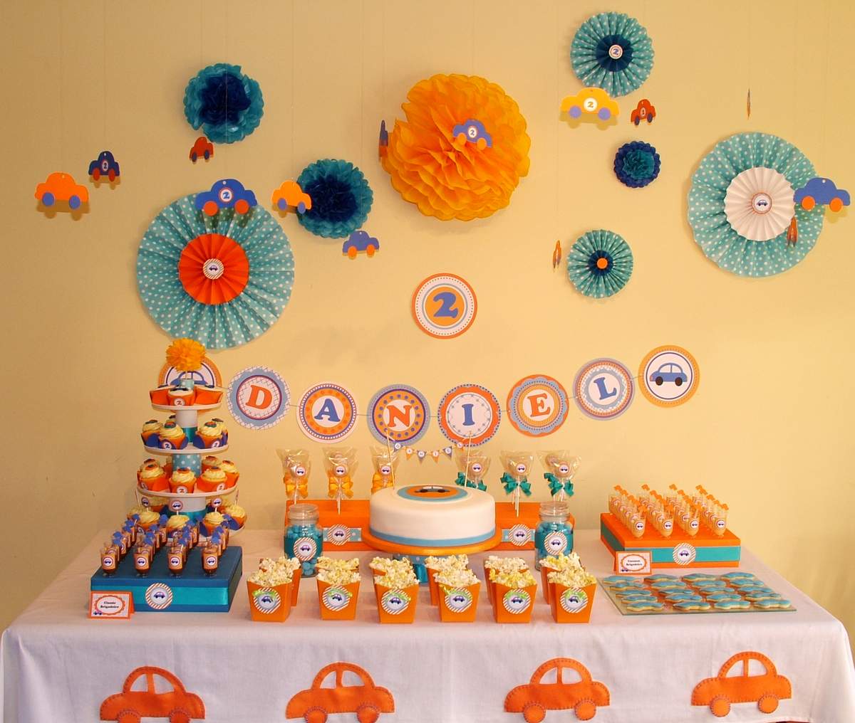 Car Party Orange and Turquoise - Cars