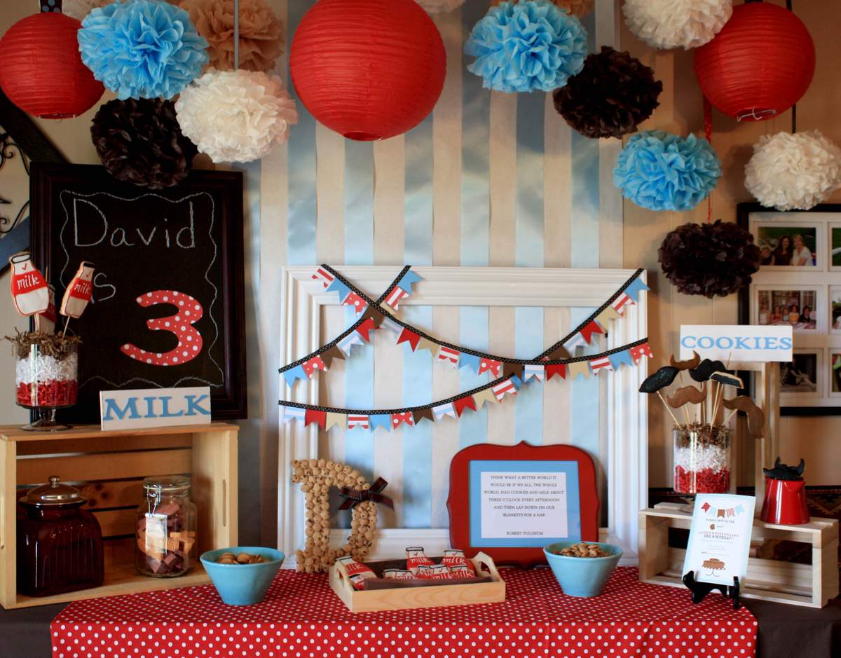 David's 3rd Birthday - Cookies and milk