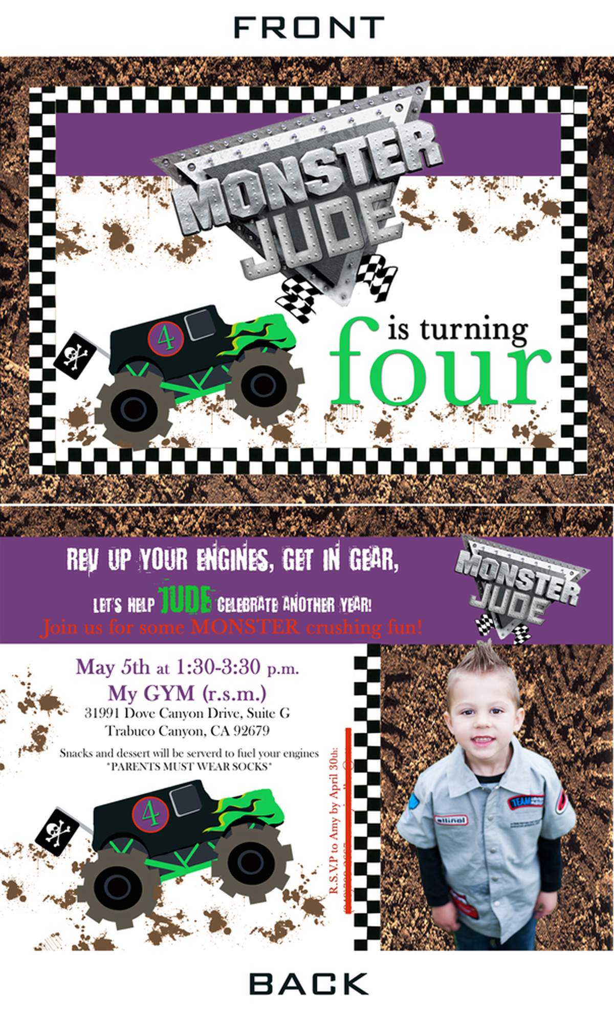Jude turns 4 Monster Jam Style - monster trucks/racing/cars