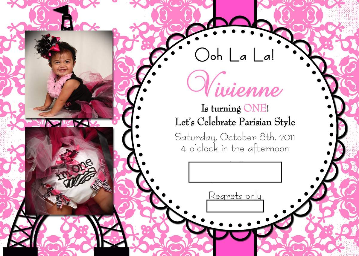 Vivi's 1st Birthday--Paris / Eiffel Tower - Parisian, French, Paris, Pink, Pink and black