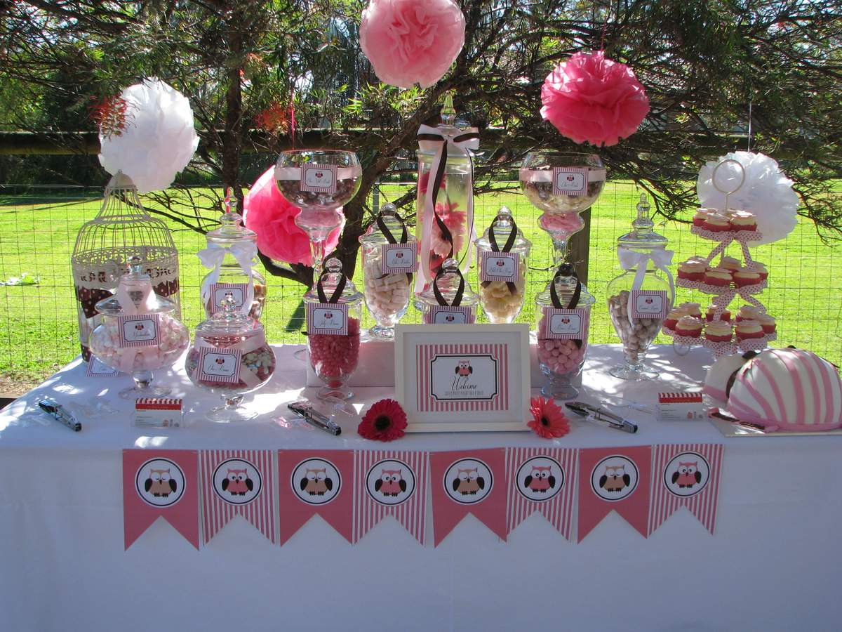 Alicia's Baby Shower - Pink, White Chocolate Owl