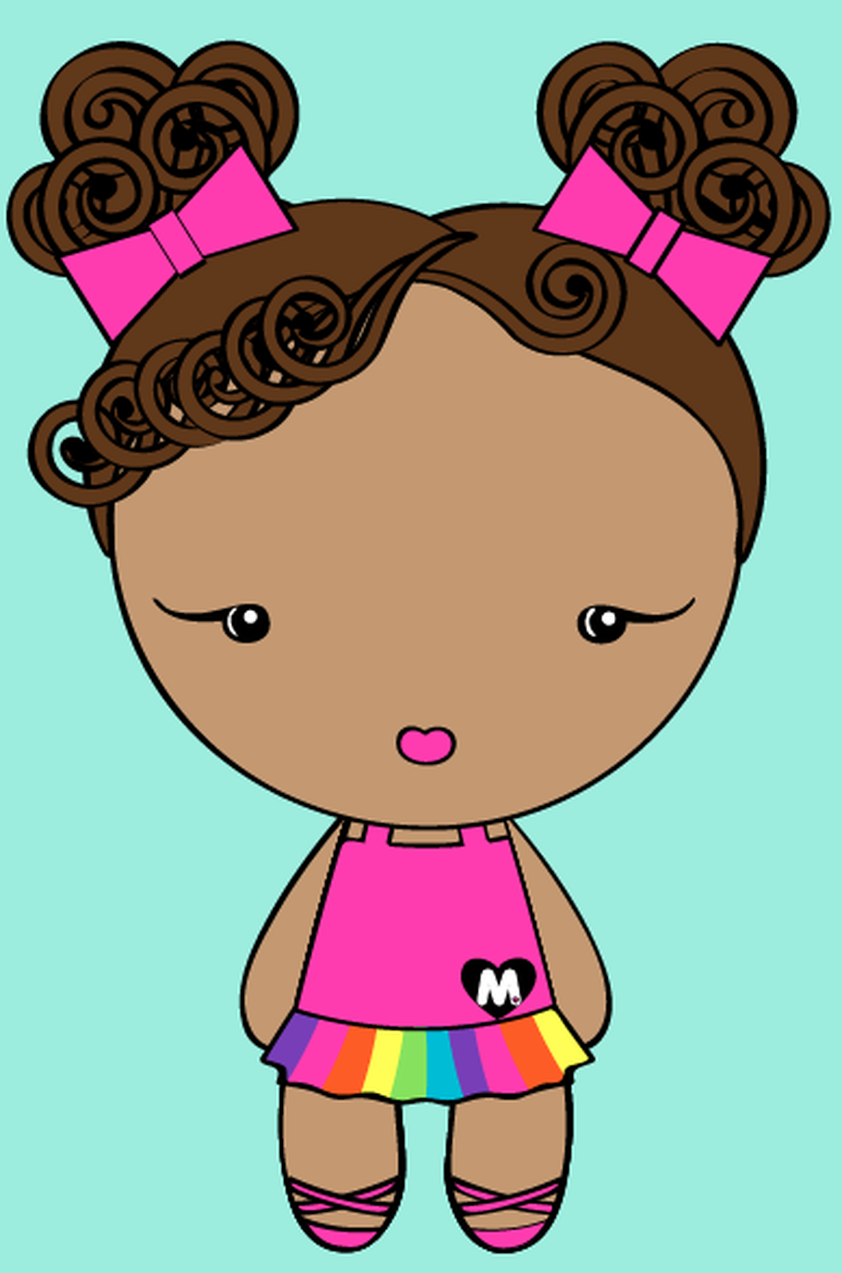 Martha's 7th Birthday - Custom character in rainbow tutu