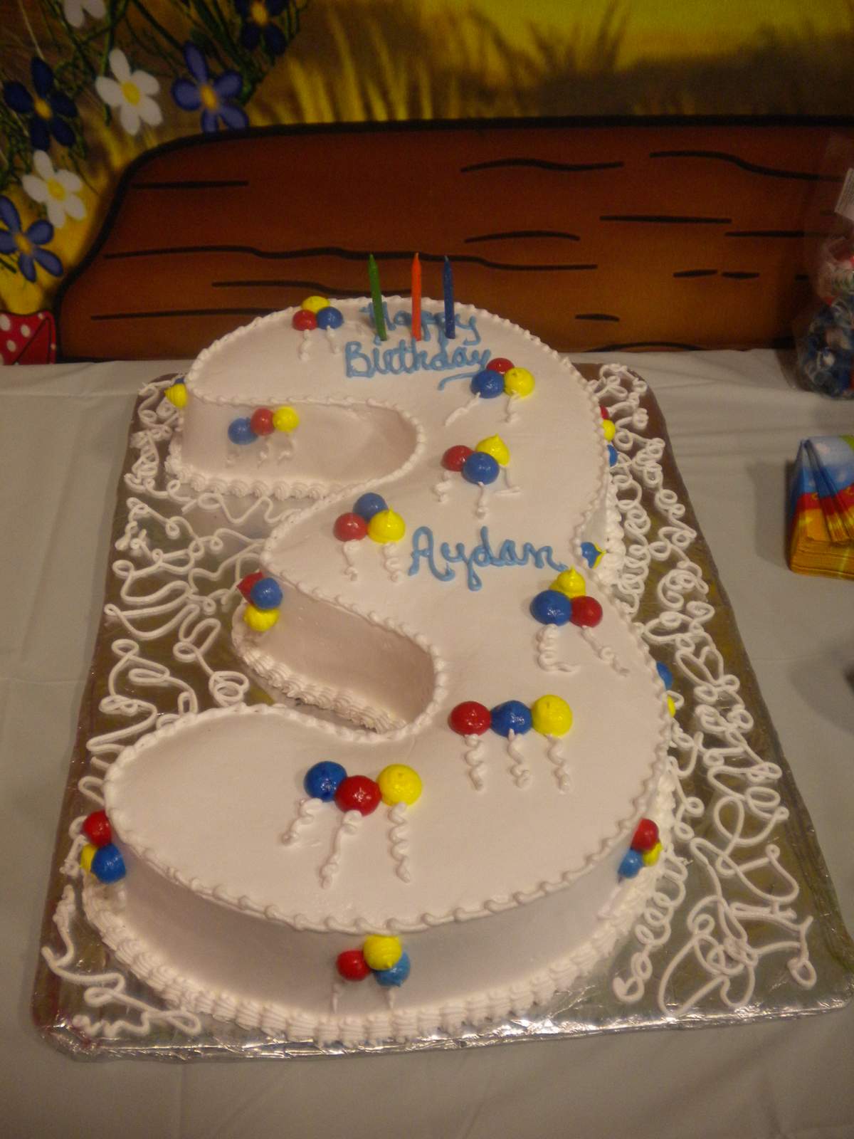 Aydan 3rd bday - Number 3 & balloons