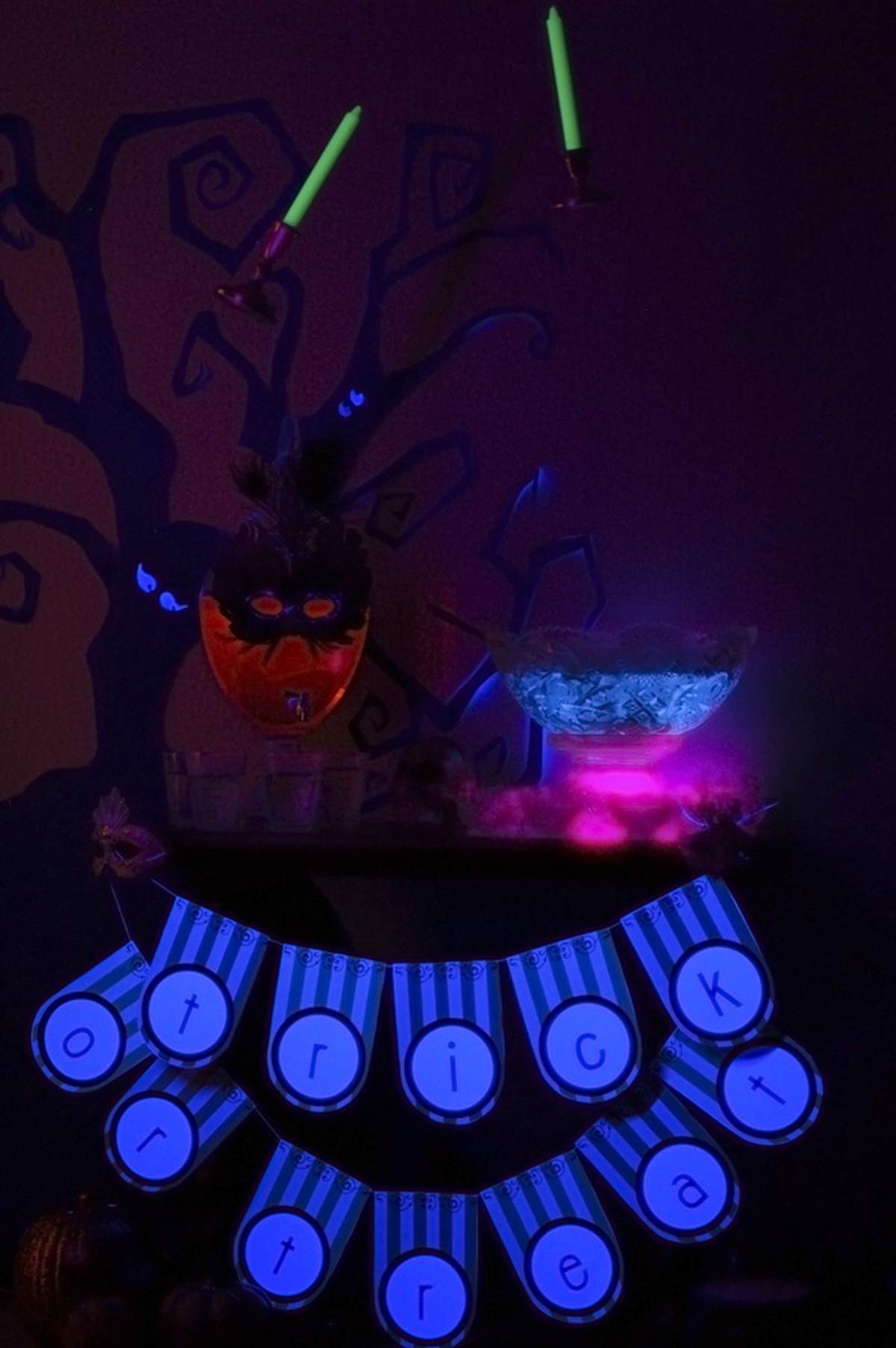 Glow in the Dark Black Light Halloween Party Ideas Photo 2 of 65