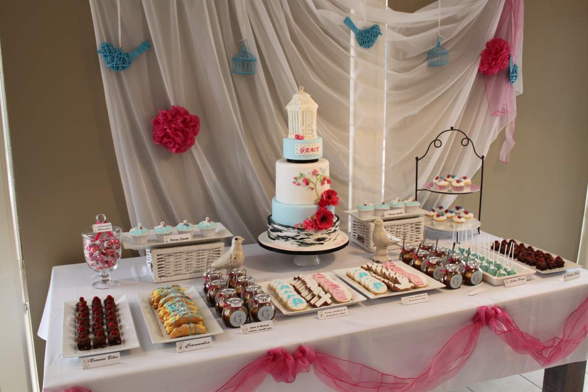 Grace's Baptism - Birdcages, birds and roses