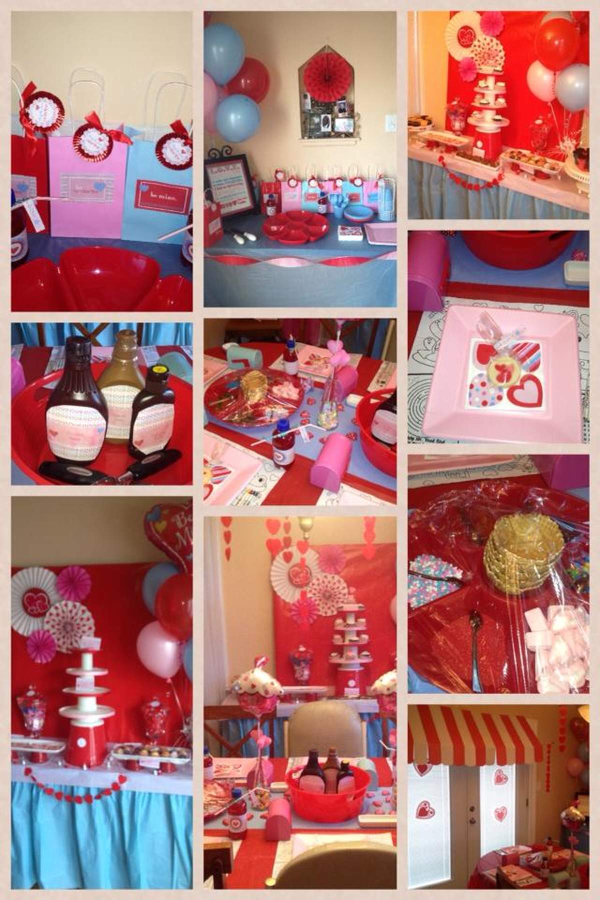 red pink and blue valentine party - red pink and blue