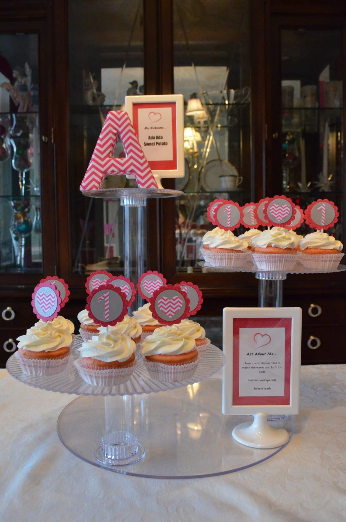 Pink Chevron and Hearts - First Birthday Party - Pink Chevron and Hearts
