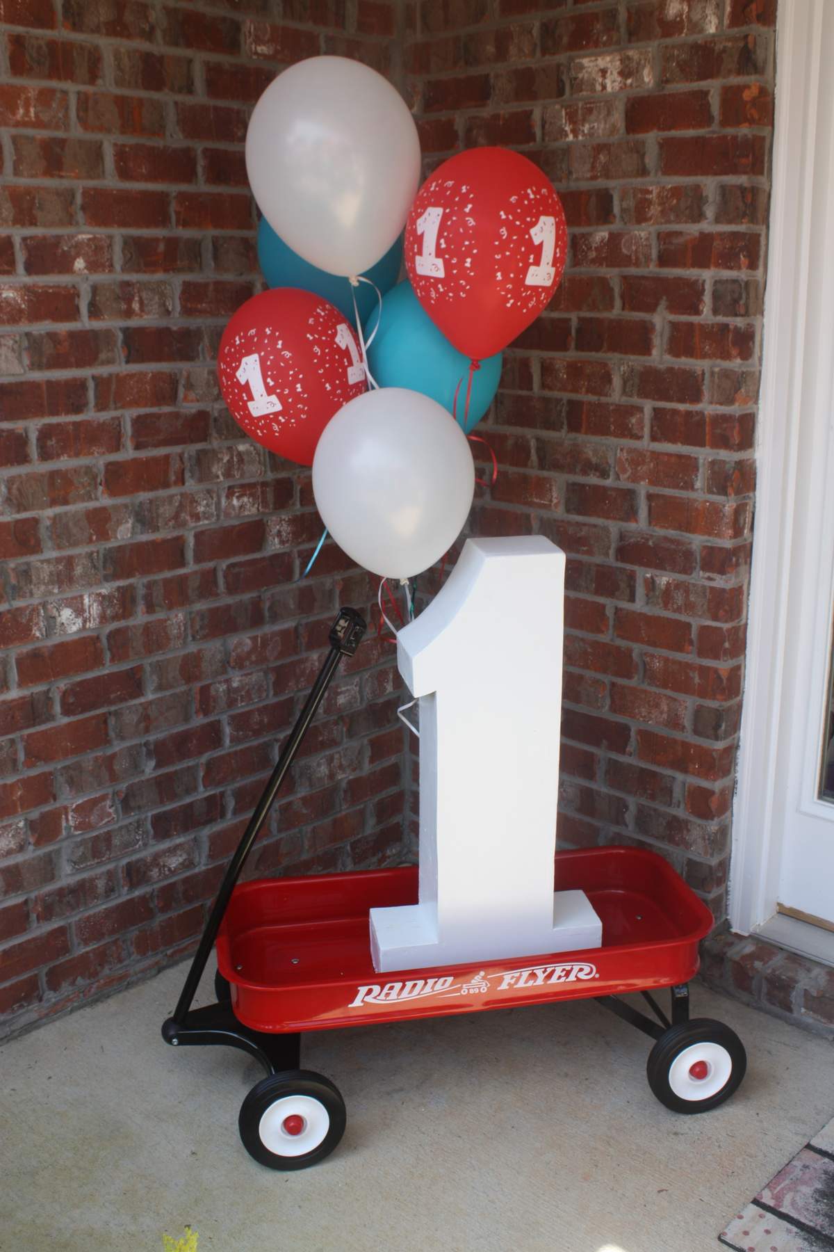 Fulton's 1st Birthday - little red wagon