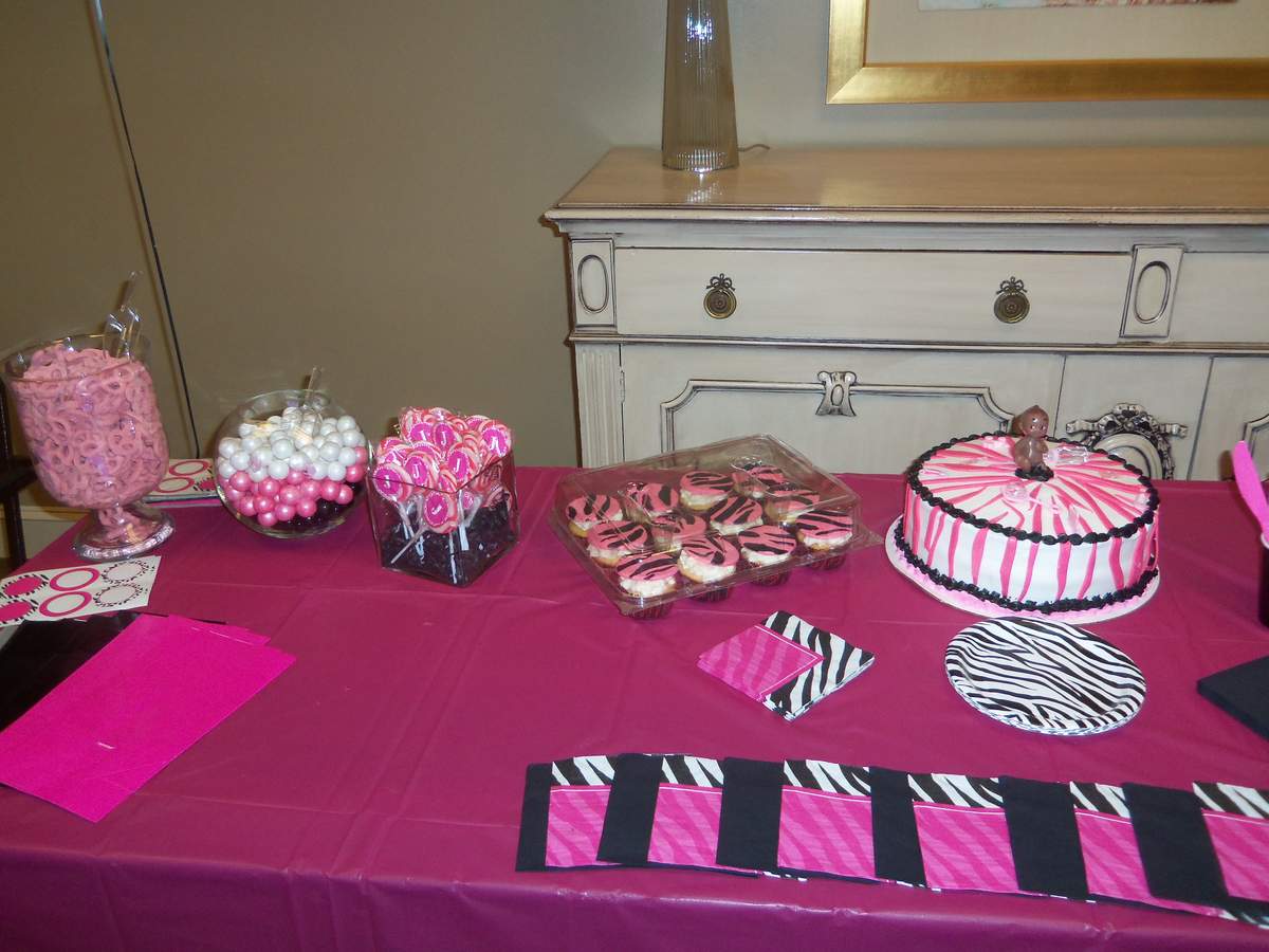 Hot Pink with Zebra Print Baby Shower Party Ideas Photo 6 of 10 Catch My Party