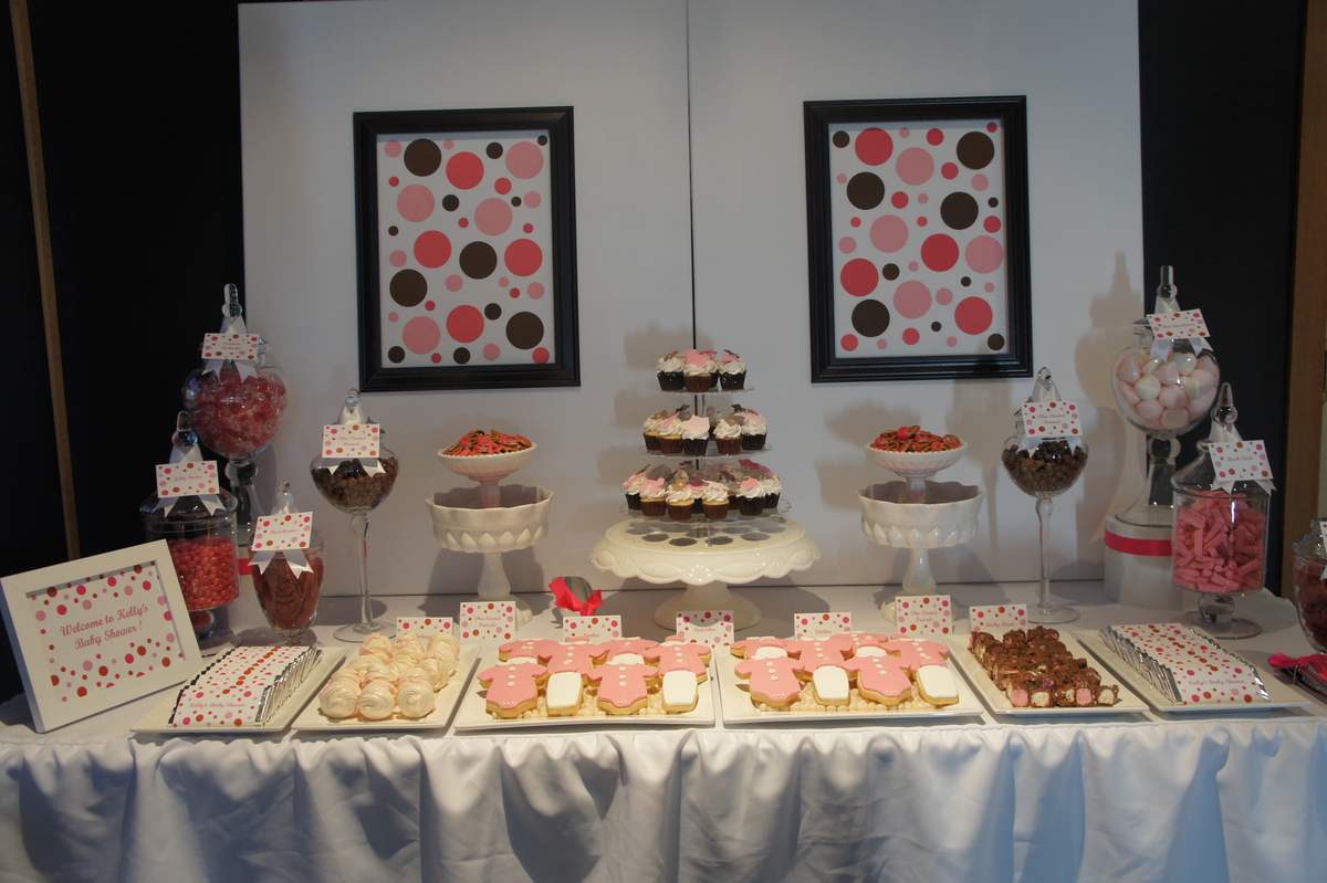 Kelly's Baby Shower - Pink and brown polka dot 