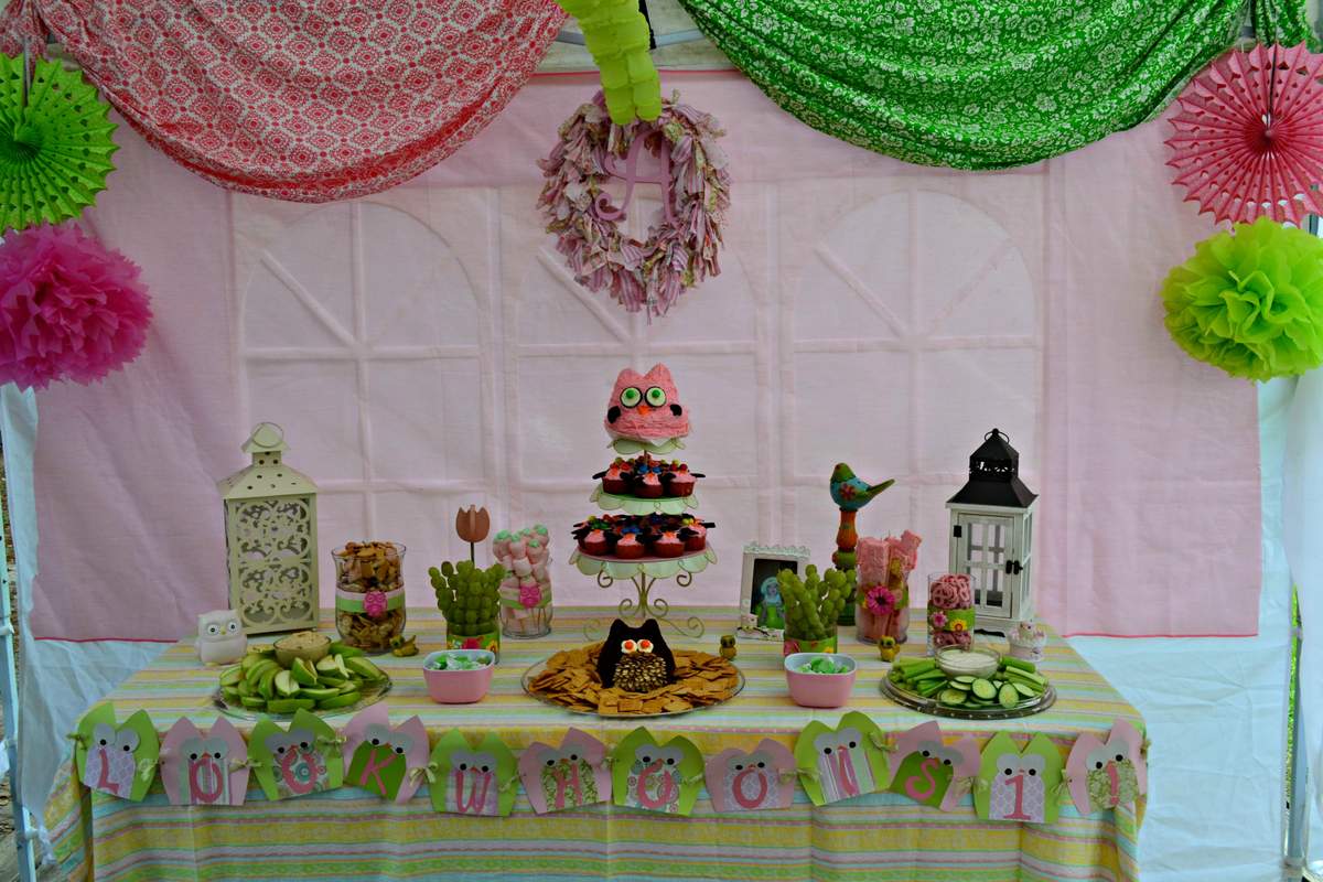 Look Whoo is One! - Pink & Green Owl Themed First Birthday