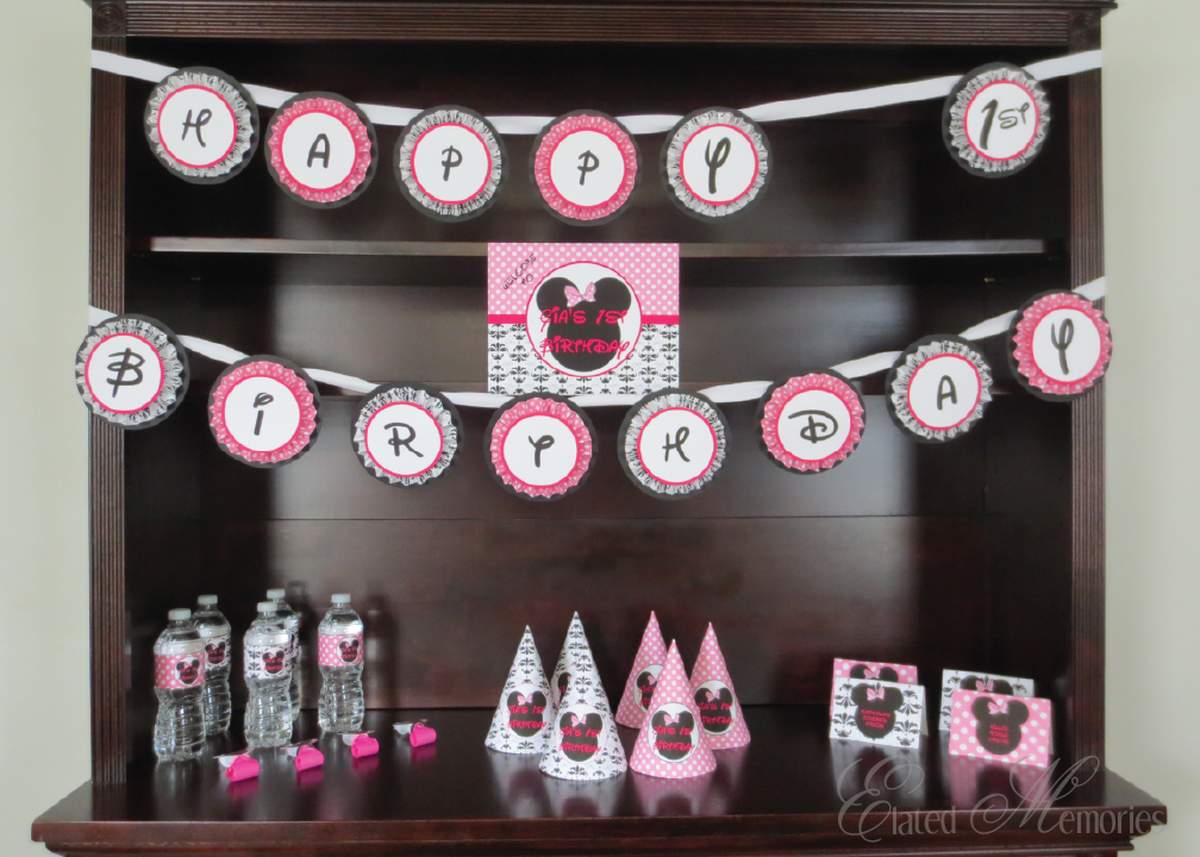 Damask & Polka Dot Minnie Mouse Birthday - Minnie Mouse