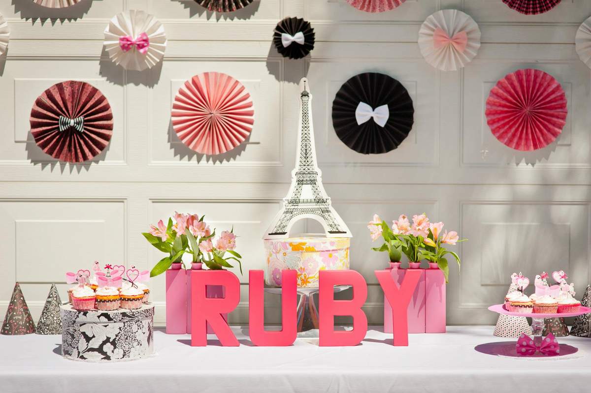 Ruby Mae's Parisian Birthday Party! - Paris, pink, french, black, white, 