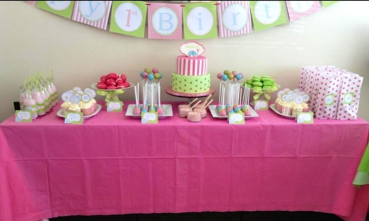 Grace's 1st Brthday Party - Pink/Green/Blue 