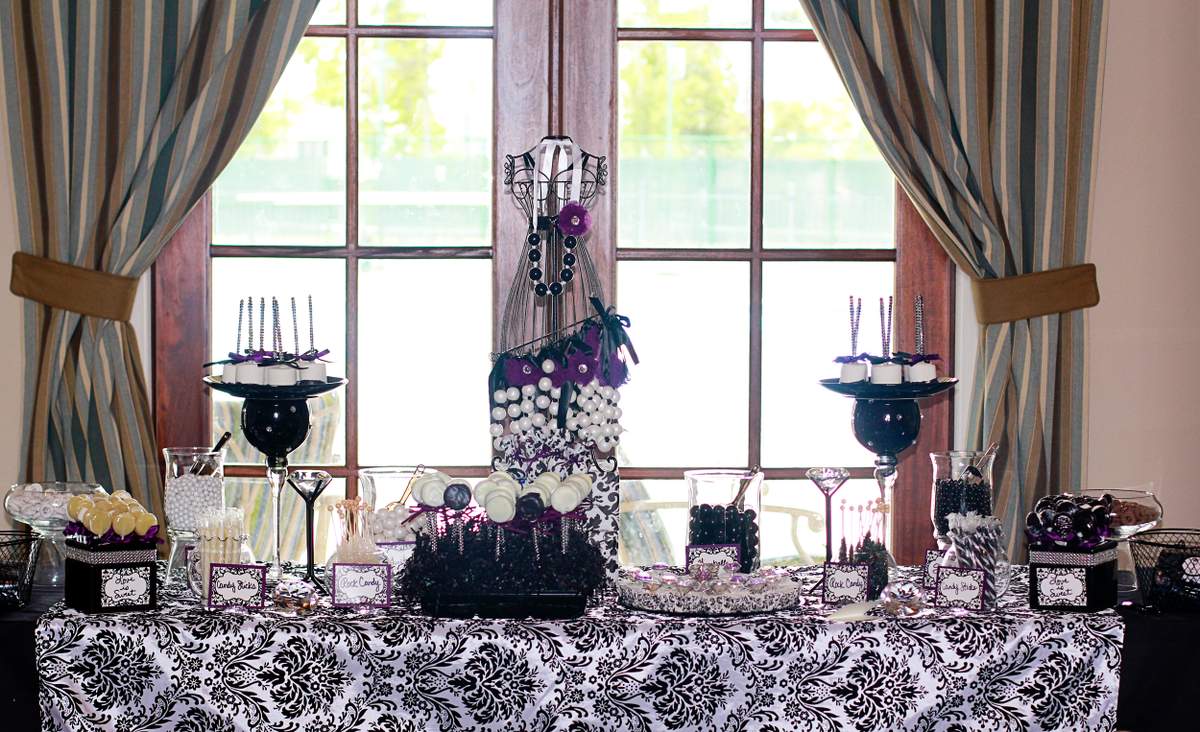 Damask black and purple Bridal/Wedding Shower Party Ideas | Photo 1 of