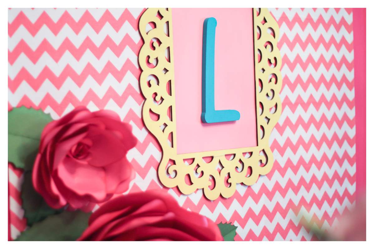 Girly Chevron and Roses 1st Party - Girly