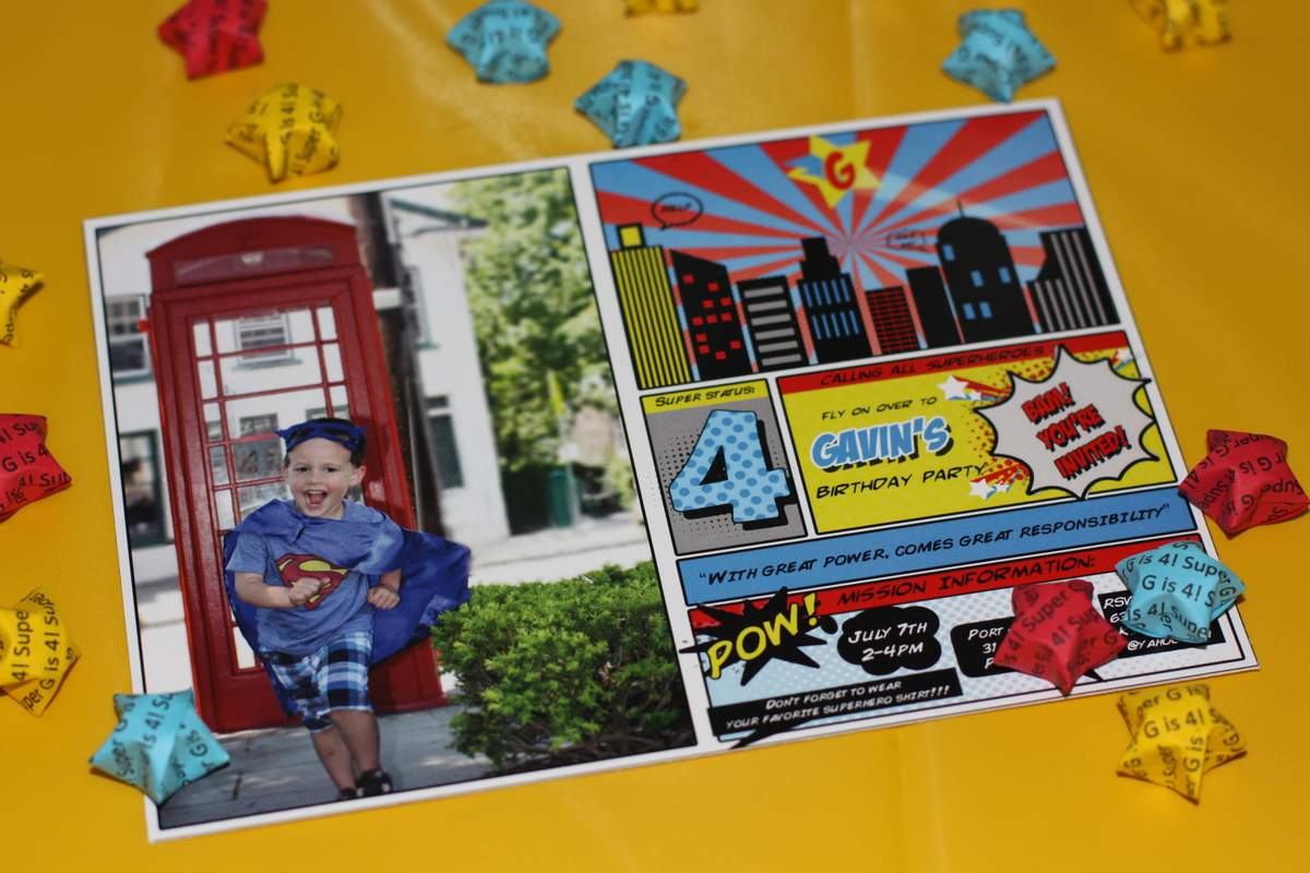 Super Gavin is 4! - Retro Superhero 