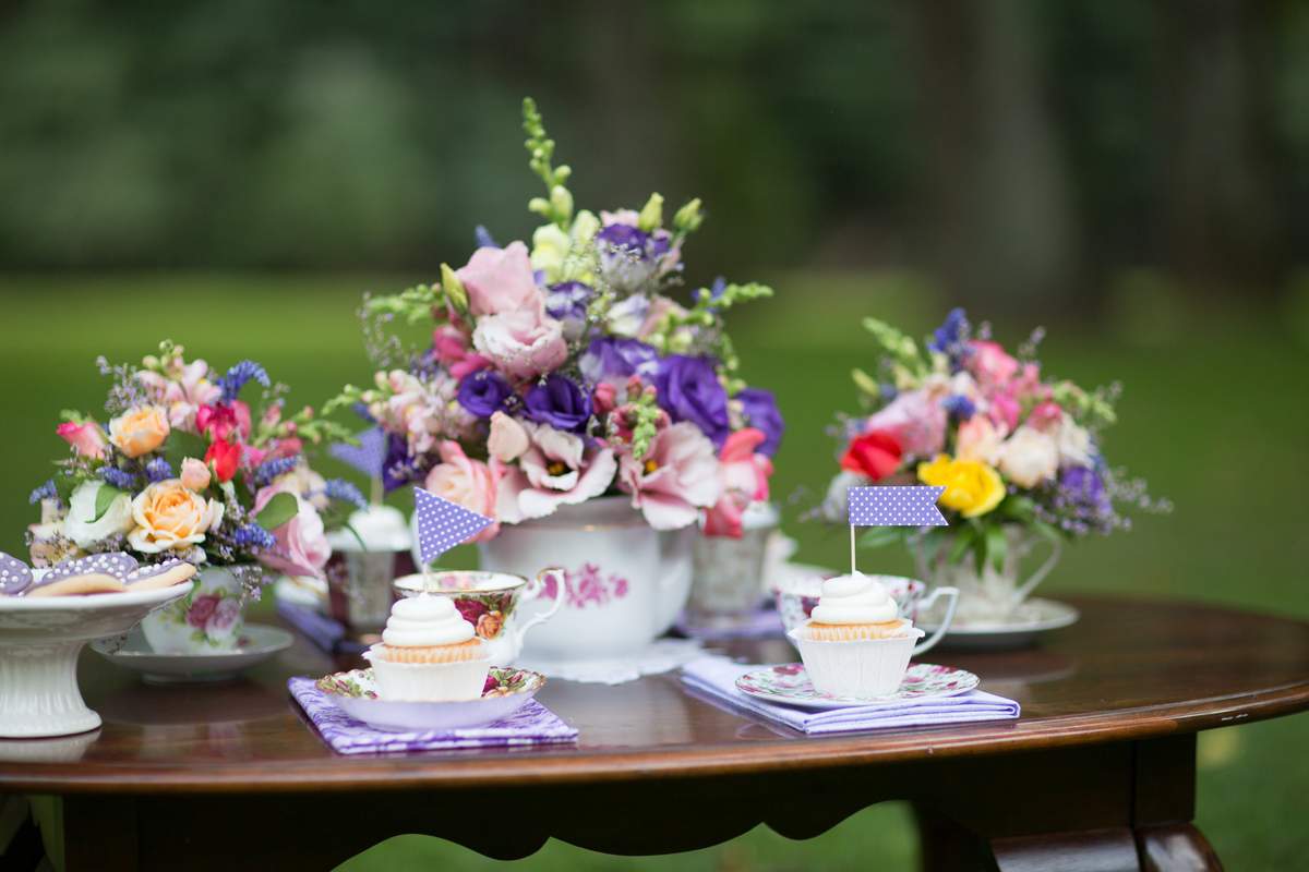 Purple and turquoise Tea Party Party Ideas Photo 7 of 18 Catch My Party