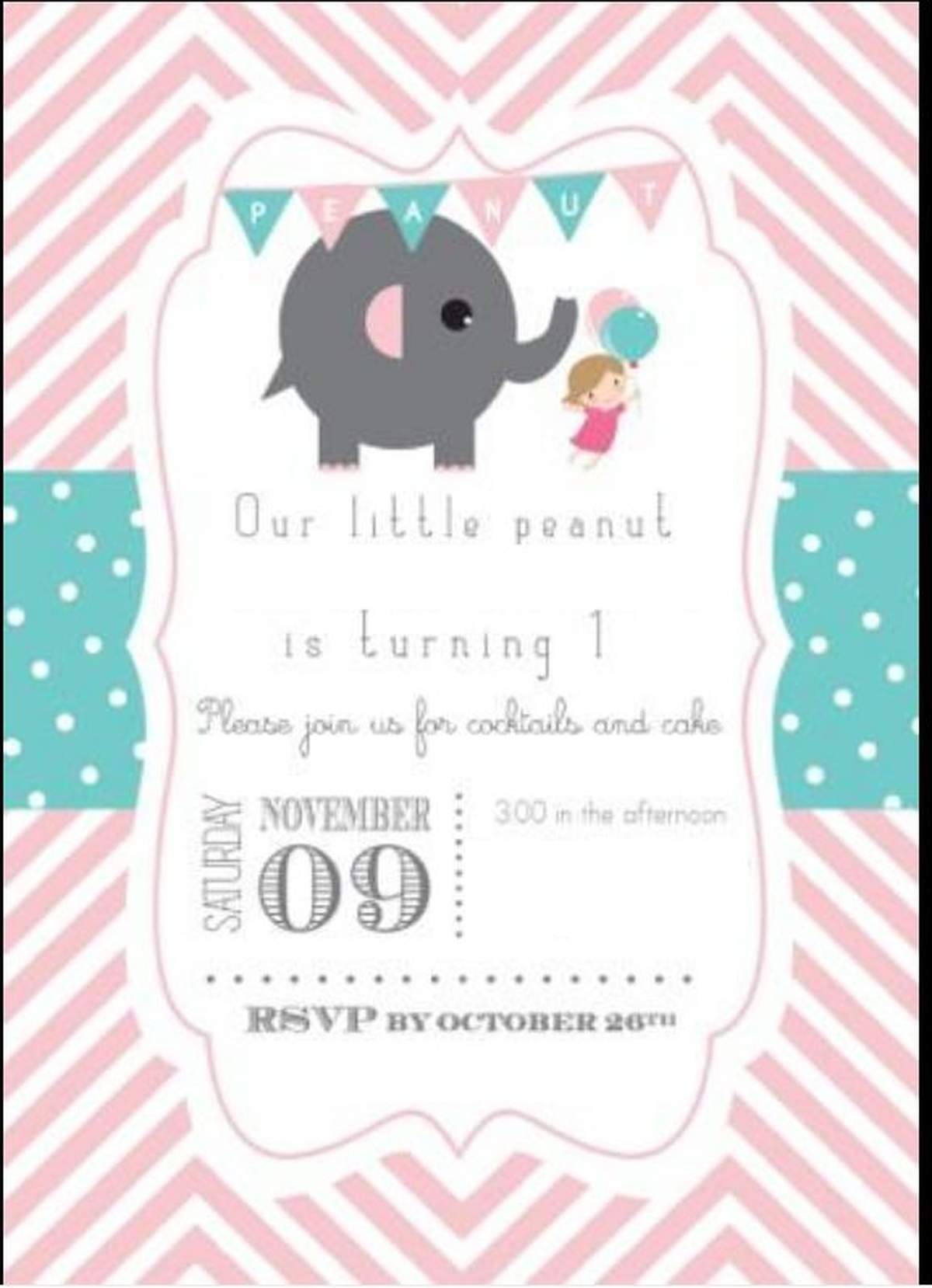 Peanut's 1st Birthday - Peanut/Elephant