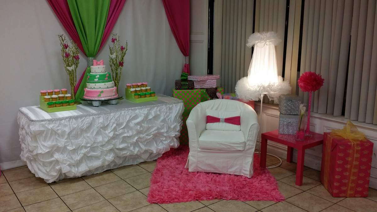 Pink and green Baby Shower Party Ideas Photo 4 of 8 Catch My Party