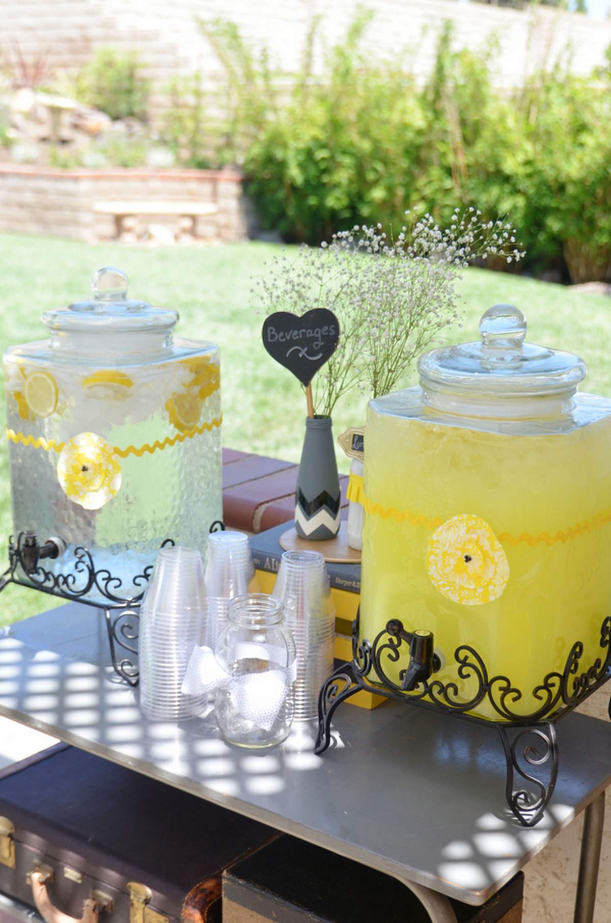 baby shower with yellow and grey accents - grey and yellow