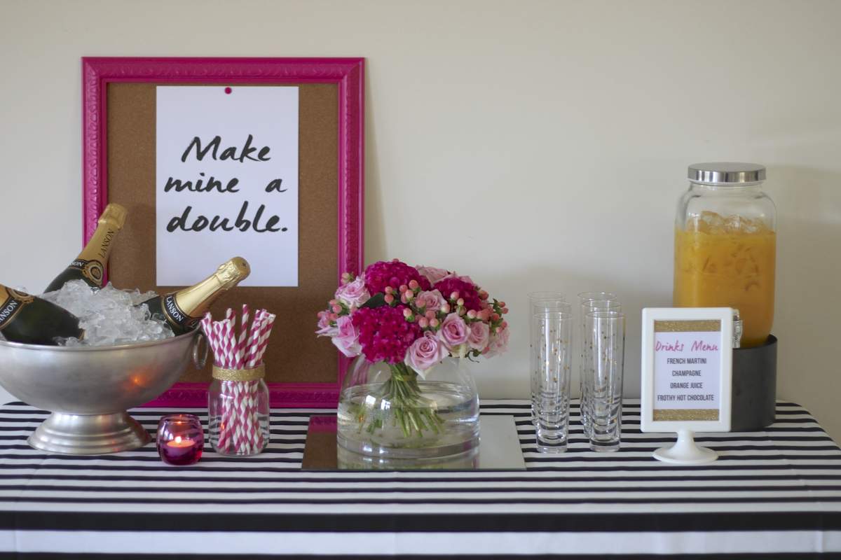 Hot Pink, Black and Gold Cocktail Party - None