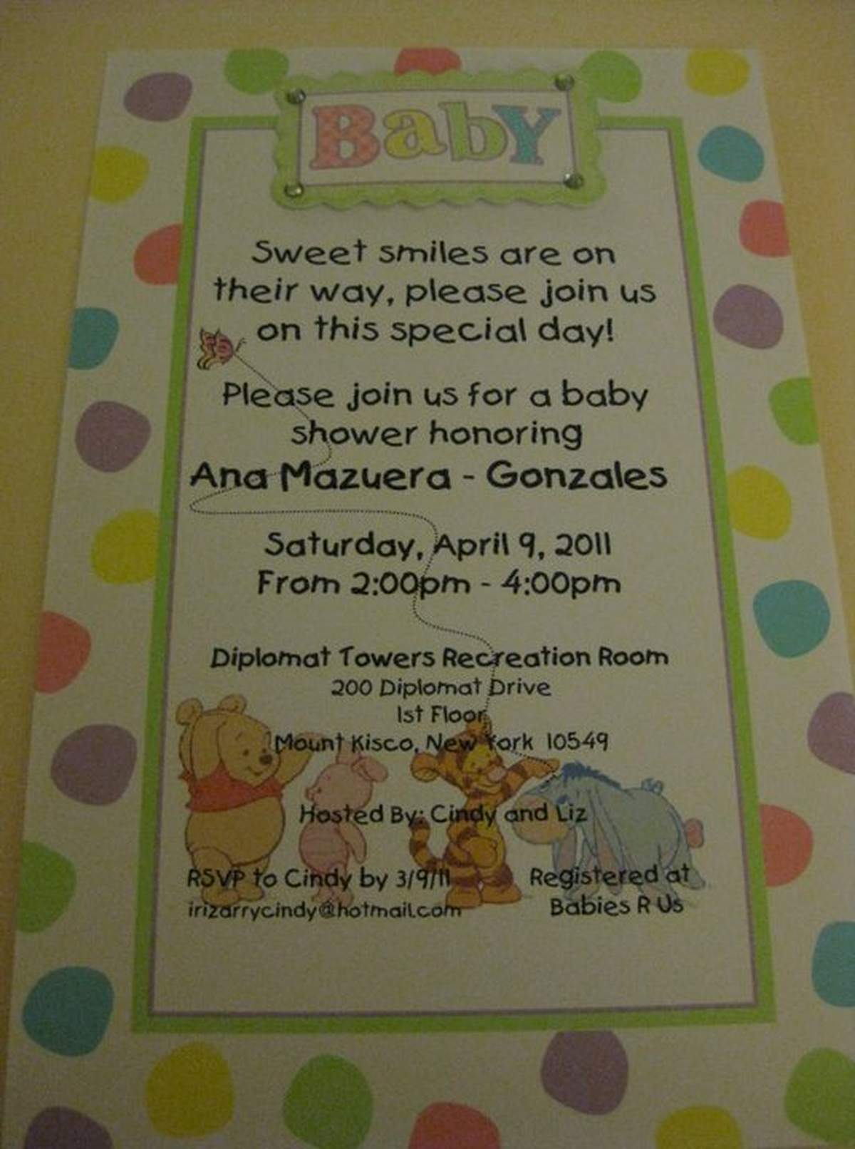 My Baby Shower - Baby Winnie The Pooh
