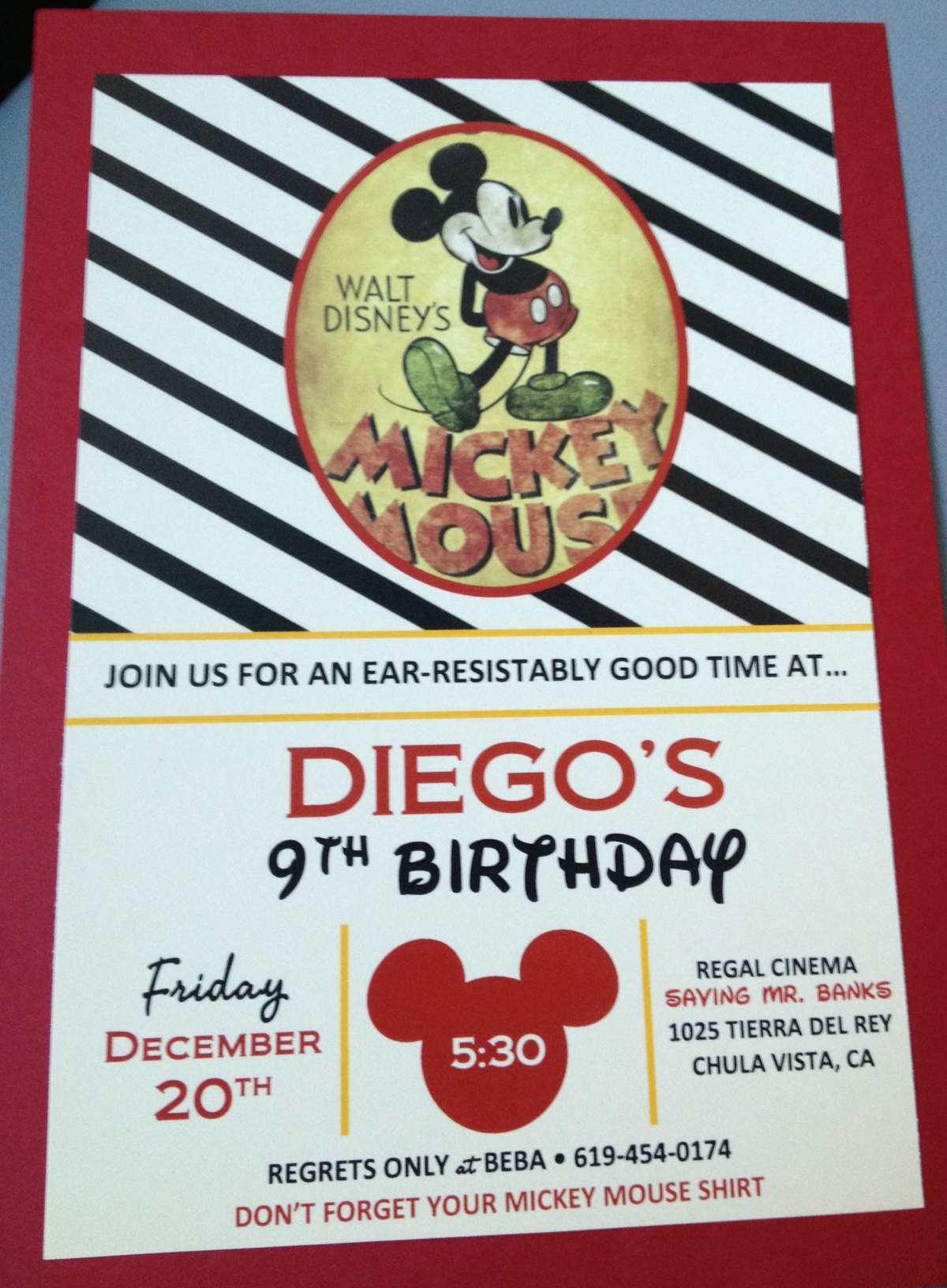 Diego's 10th Birthday - Mickey Mouse Vintage 