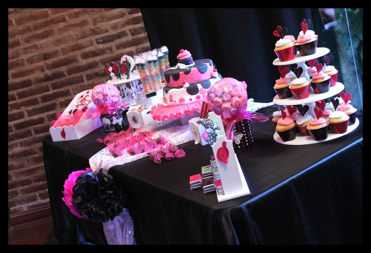 Hot Pink and Black Birthday Party Ideas Photo 9 of 36 Catch My Party