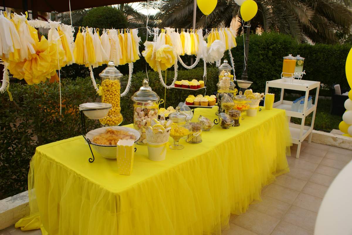 Yellow White Birthday Party Ideas Photo 9 Of 15 Catch My Party