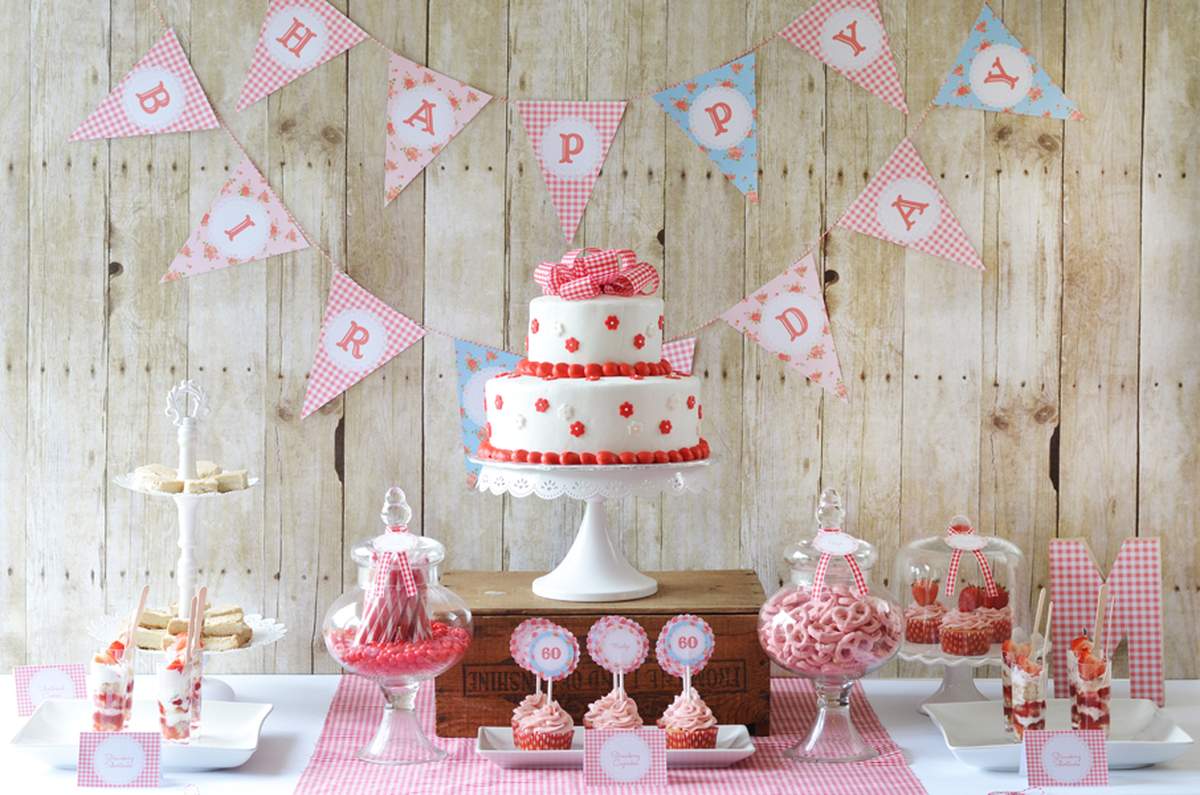 Red Gingham 60th Birthday Party - Strawberries