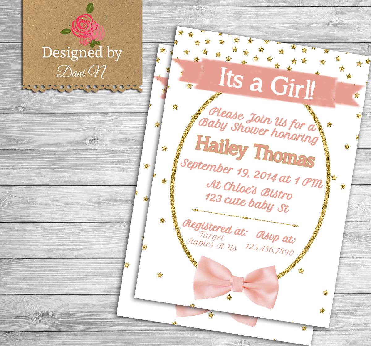 Pink and Gold Baby Shower - Glitter