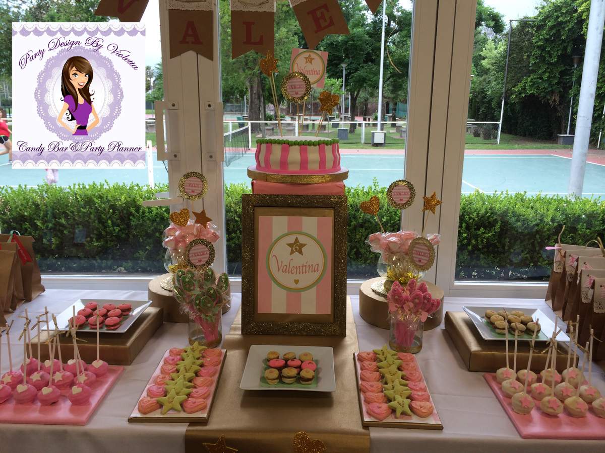 Valentina Birthday 6 - Pink#Gold#MintGreen#hearts#stars