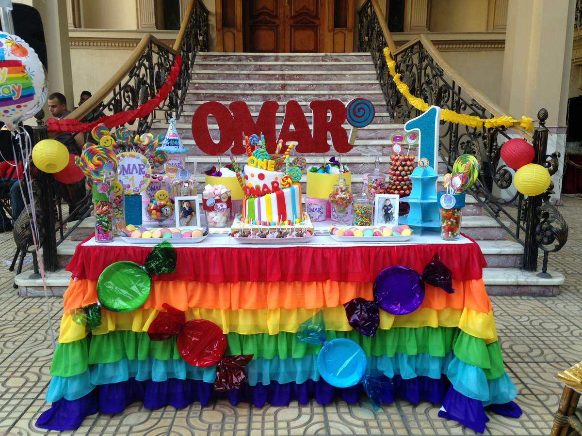 Omar is ONE! - Colourful / rainbow