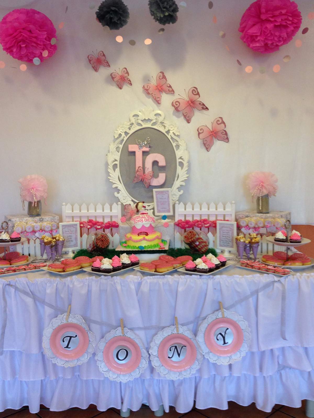 Tony Caelyn's Baptism - Butterflies / Pink and Grey Theme