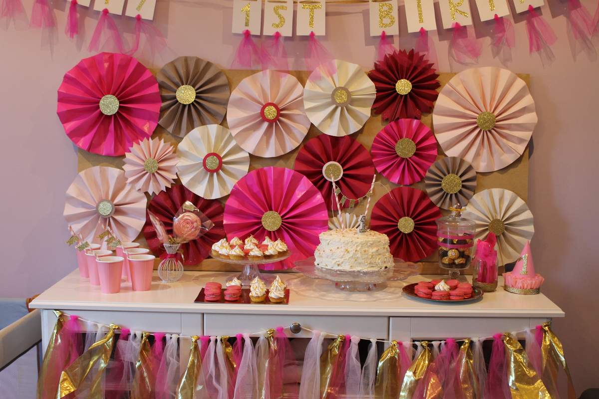 pink and gold first birthday - Pink and gold