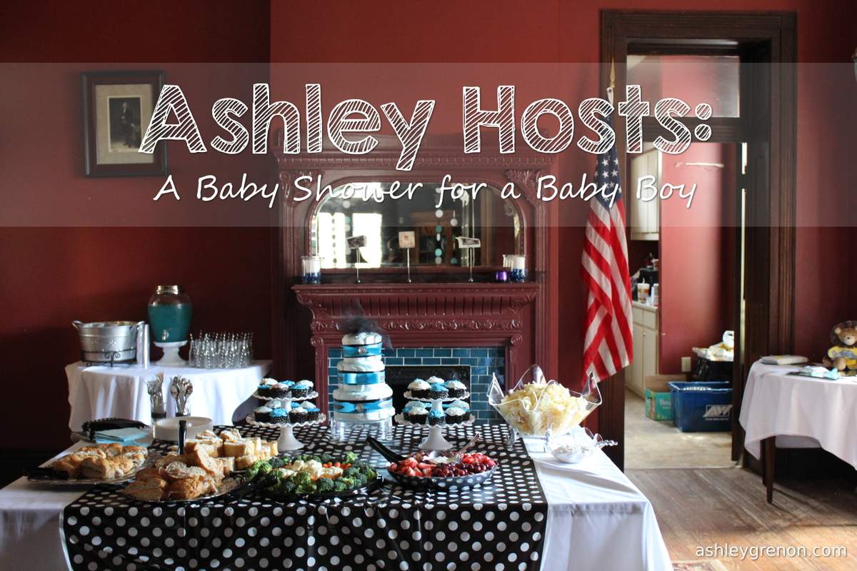 Ashley Hosts:  A Baby Shower for a Baby Boy - Blue, black, and white with polka dots