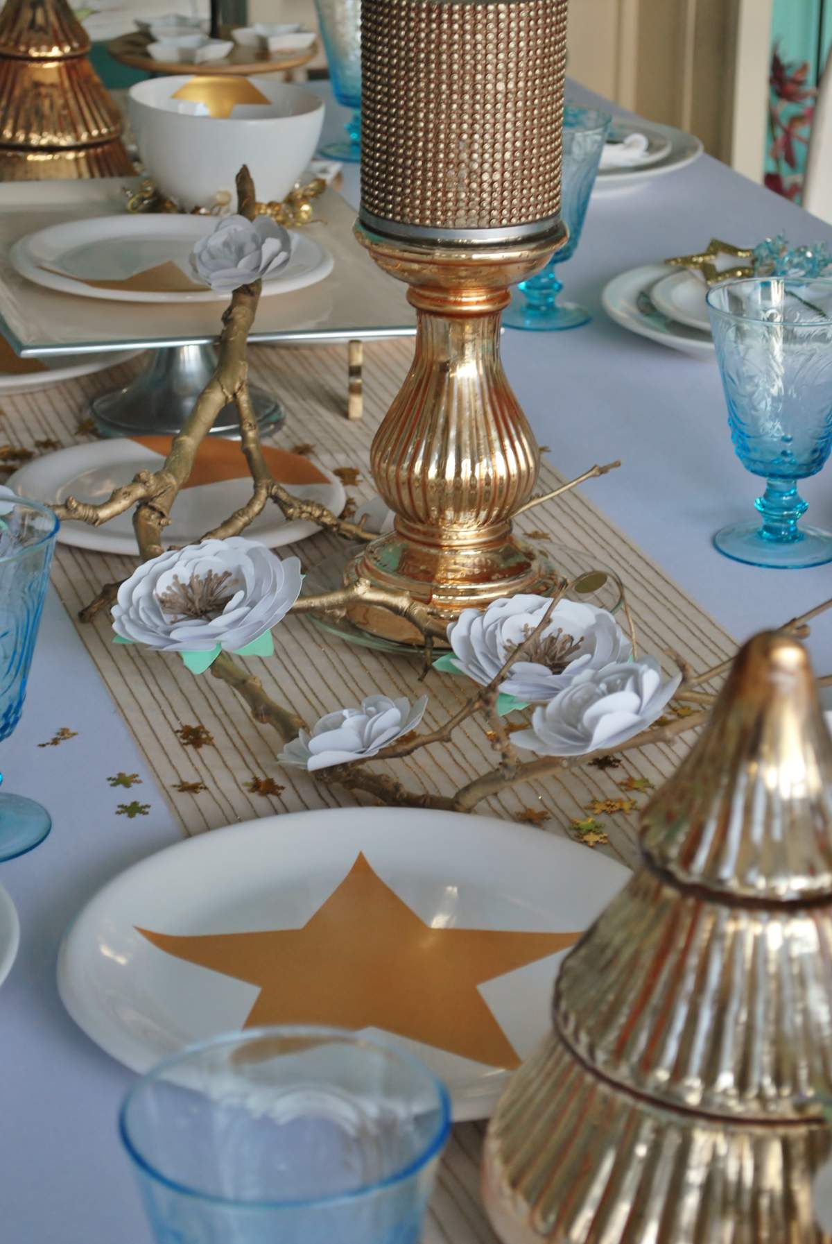 A bright Christmas - Christmas, turquoise, gold, bright
