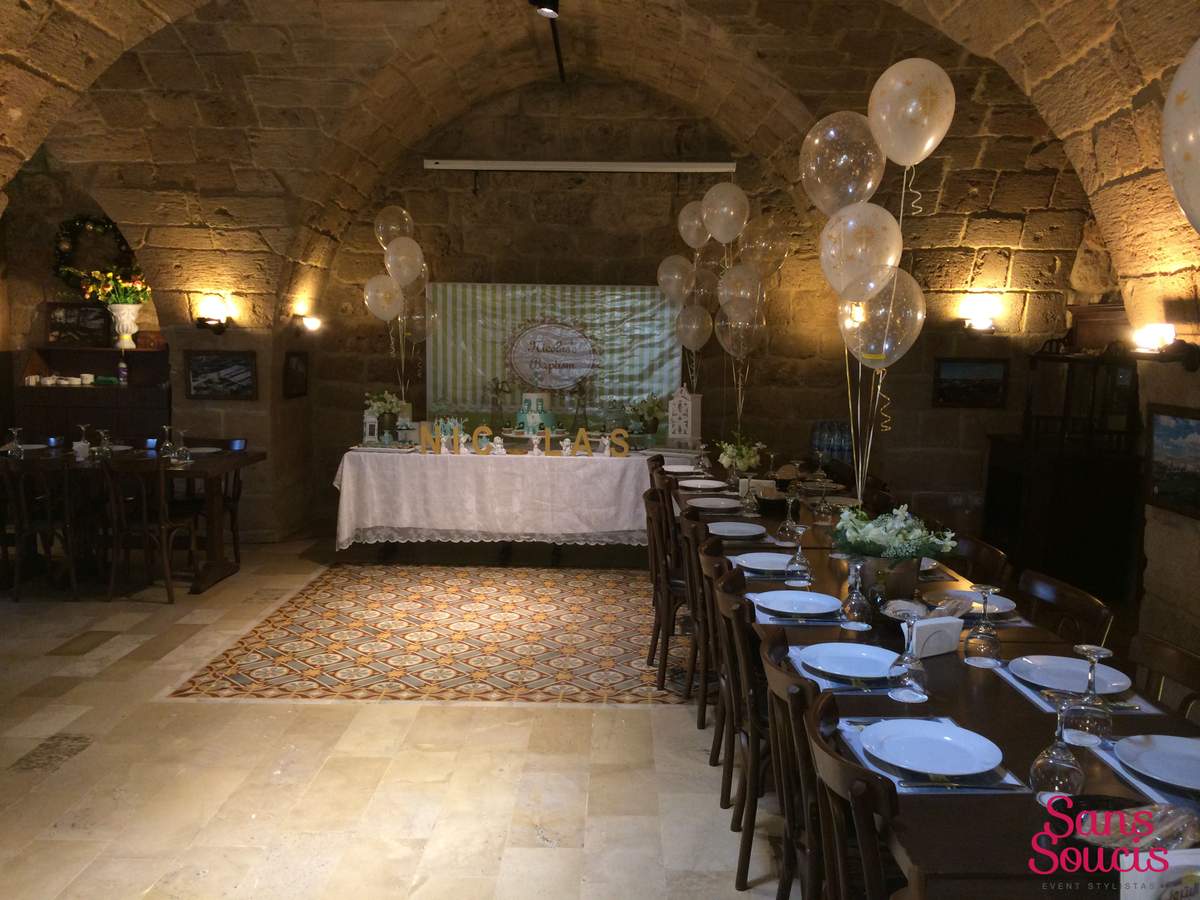 Baby Nicolas's Baptism - Pastel Green, Gold and White
