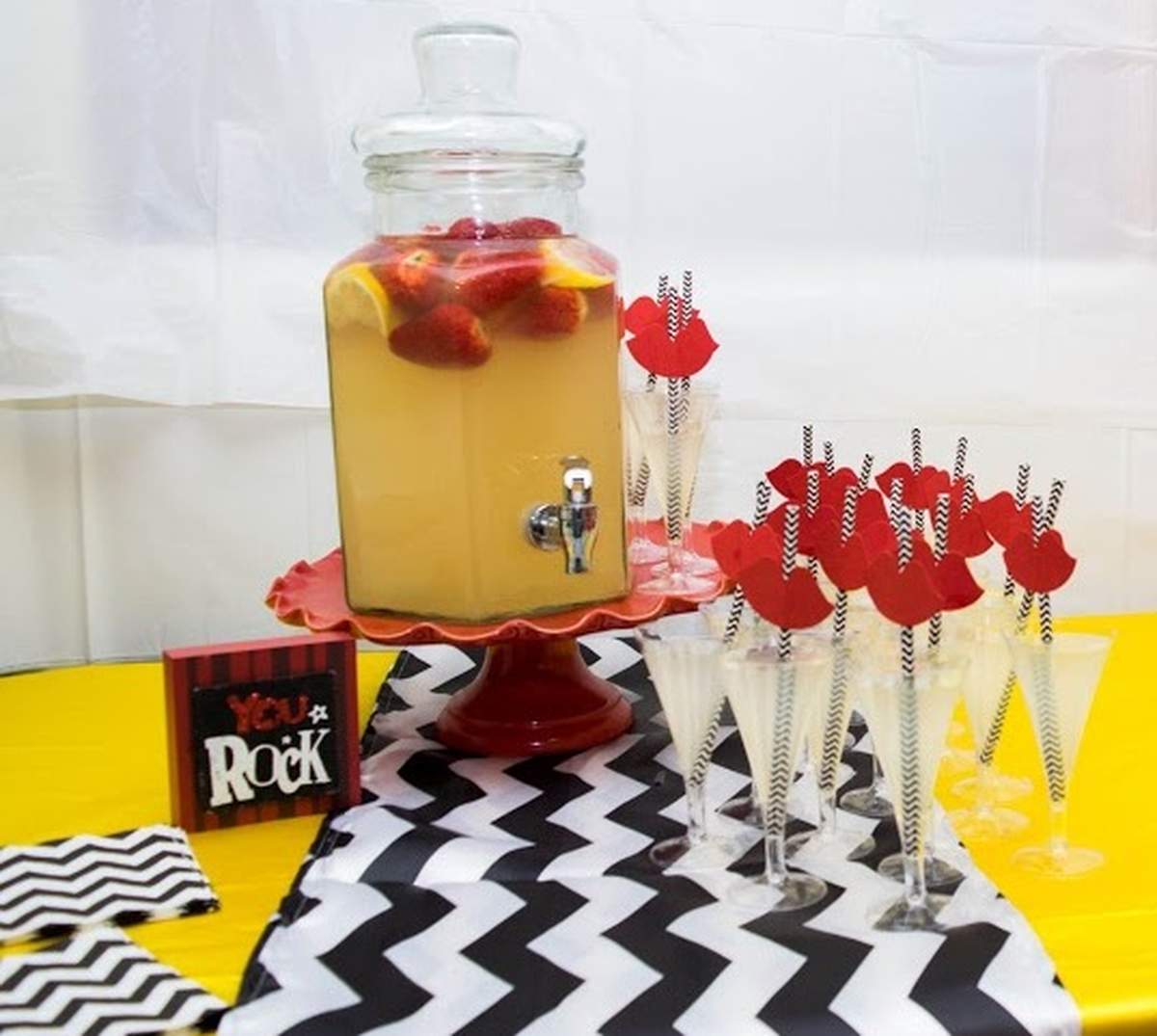 "One Hot Mama" - "One Hot Mama" Red, Yellow, and Black and White Chevron