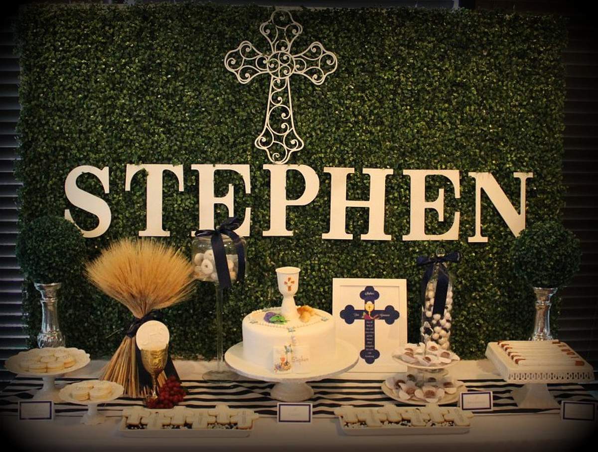Stephen's First Communion - Navy and White