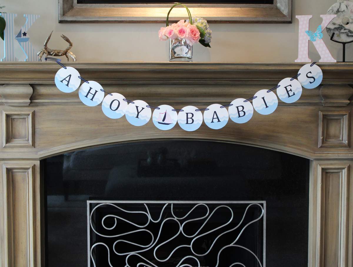 Sailboats and Butterflies Twin Baby Shower - Nautical Baby Shower